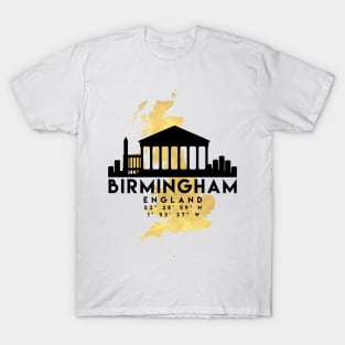 Birmingham England Skyline Map Art T-Shirt